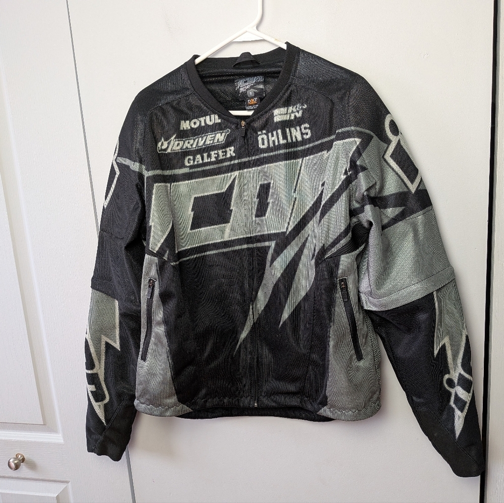 ICON Riding Jacket Men Size Small Black And Gray Elbow And Shoulder Pads